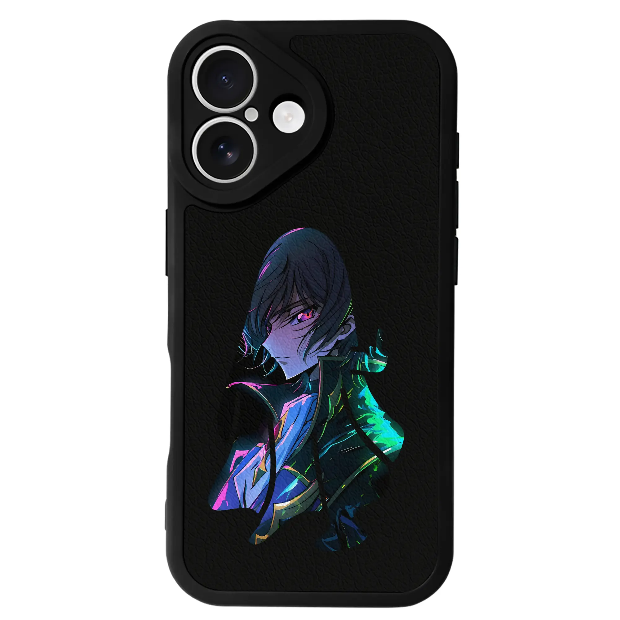 コードギアス 反逆のルルーシュ グッズ ルルーシュ・ランペルージ - IPhone 16シリーズ対応 ・ シリコンスマホケース ・ レザー調 ・ 高精度フィット ・ 耐衝撃 ・ ワイヤレス充電対応 ・ 精密カット